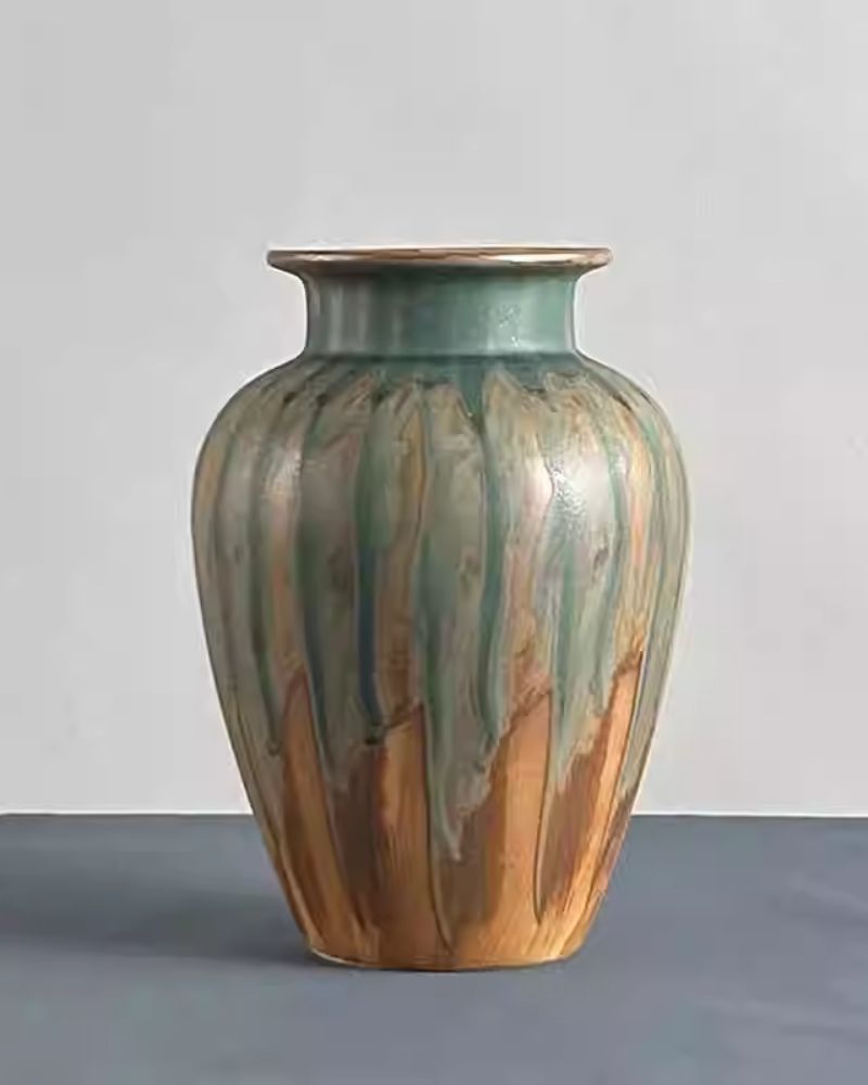 Vintage Oil Painting Ceramic Vase, Dried Flower Living Room Decor