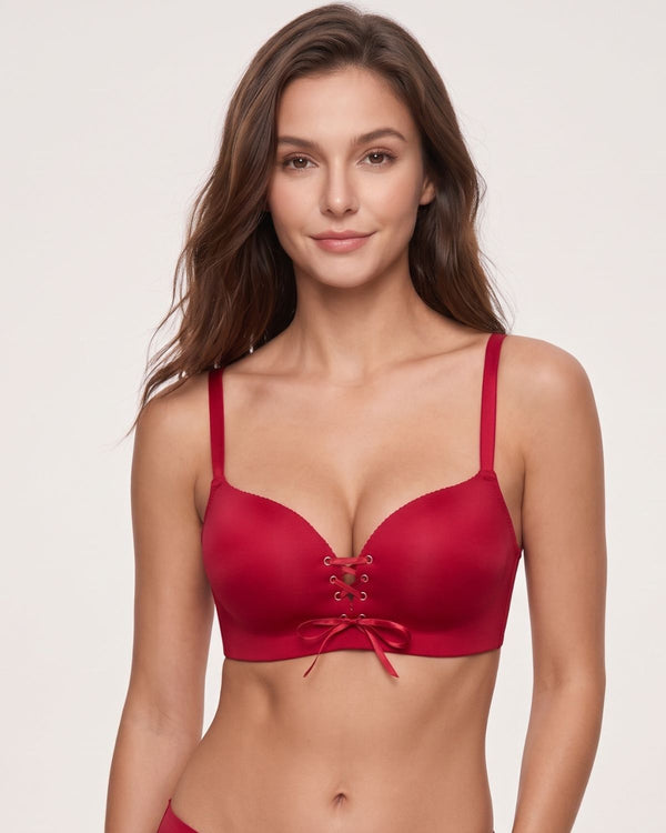Honeycomb-Cup Wireless Push-Up Bra