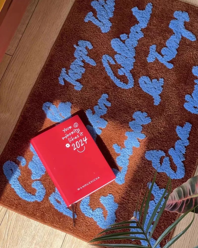 Vintage Shaggy Alphabet Square Rug for Living Room, Bedroom, and Home Decor