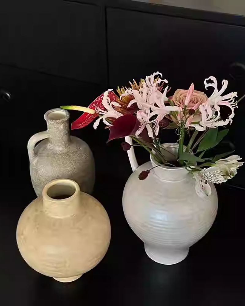 Wabi-Sabi Style Ceramic Vase Set Deco
