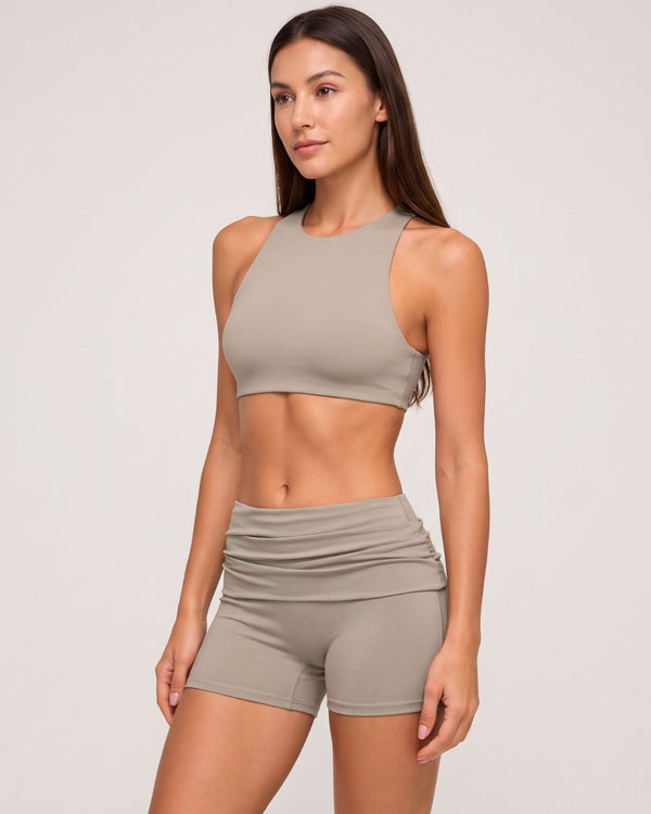 Yoga Top & Fold-Over Shorts Set