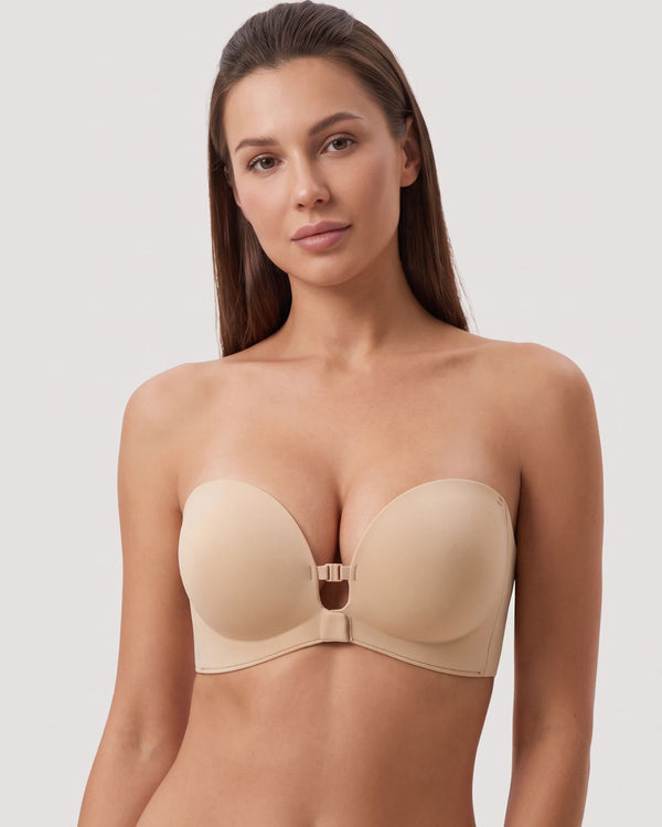 Front-Closure Strapless Push-Up Bra (ABC Cups)