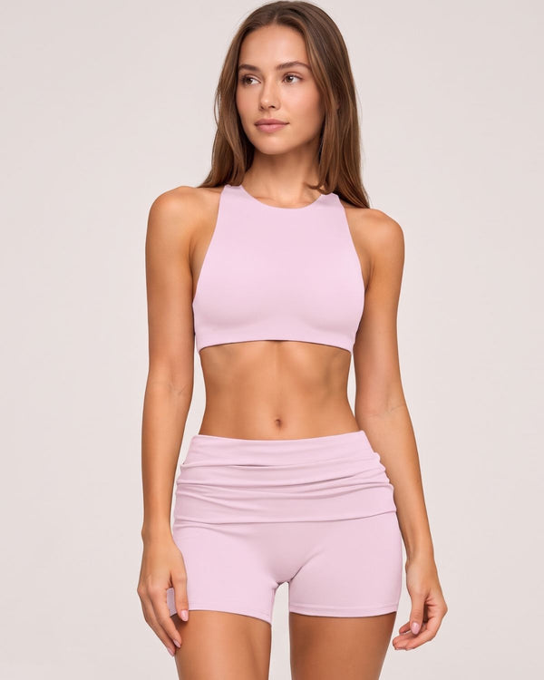 Yoga Top & Fold-Over Shorts Set