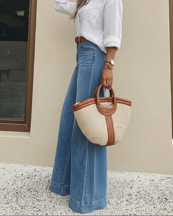 Vintage Washed Relaxed Wide-Leg Jeans