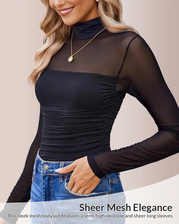 Turtle Neck Long Sleeve Shapewear Bodysuit