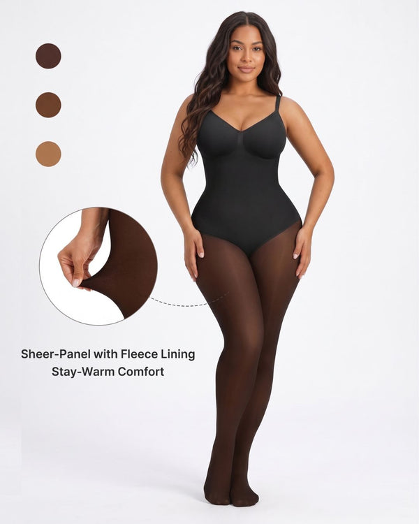Fleece-Lined Sculpting Bodysuit Tights