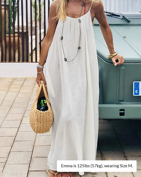 Solid Color Backless Cami Dress