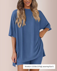 Casual Oversized 2-Piece Split Hem Lounge Set