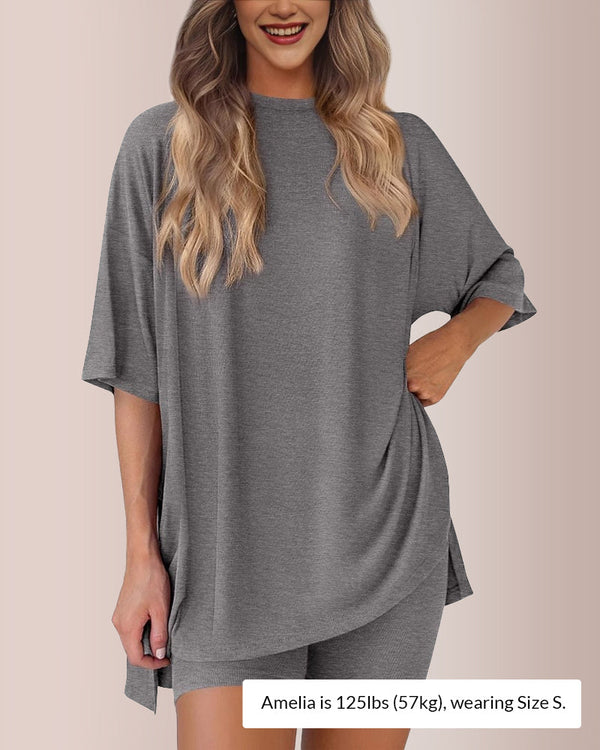 Casual Oversized 2-Piece Split Hem Lounge Set