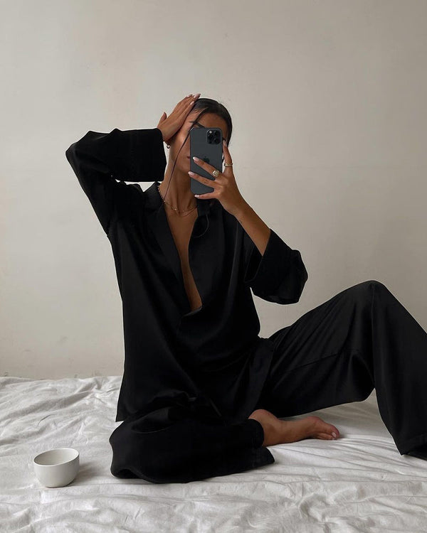 Faux Ice Silk Pajama Set