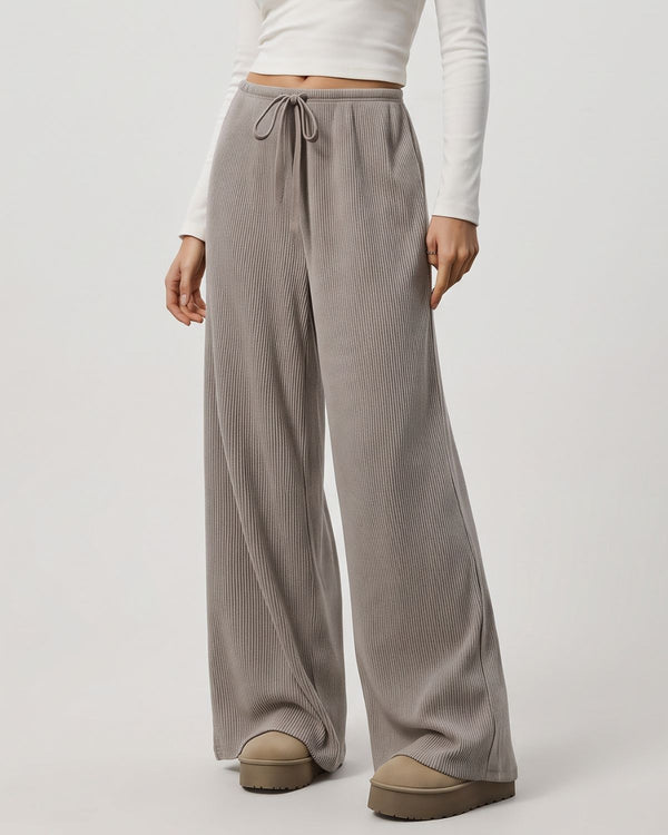 Draped Wide-Leg Drawstring Lounge Pants