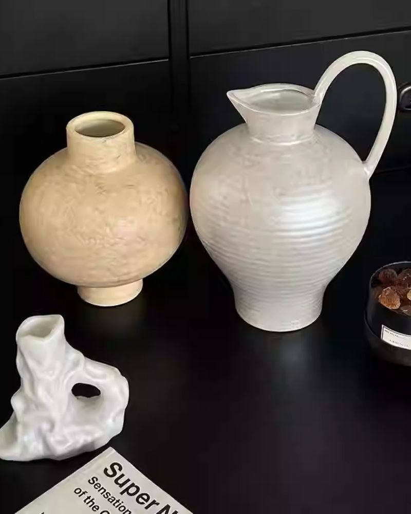 Wabi-Sabi Style Ceramic Vase Set Deco