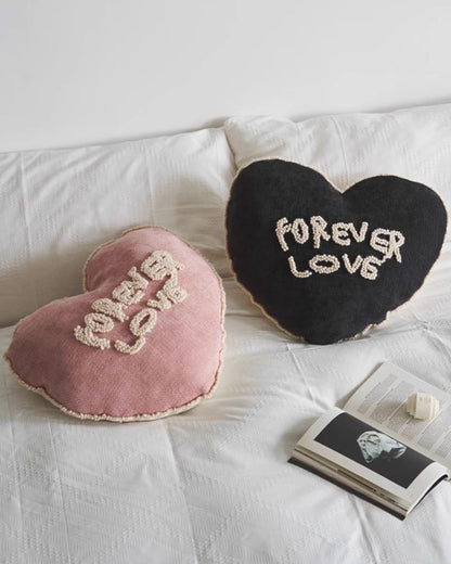 Embroidered Heart Pillow - Nordic-Inspired Decorative Cushion for Sofa & Living Room