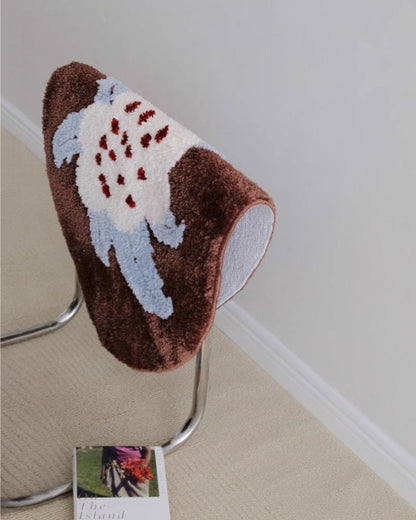 Vintage Tufted Area Rug - Non-Slip Thick Oval Carpet for Living Room & Bedroom
