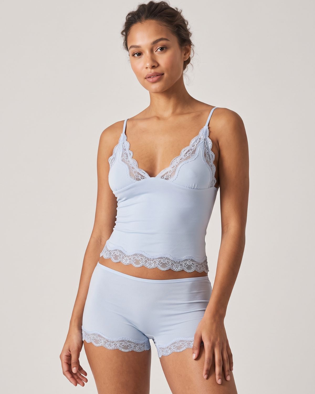 Lace Trim Cami And Short Set