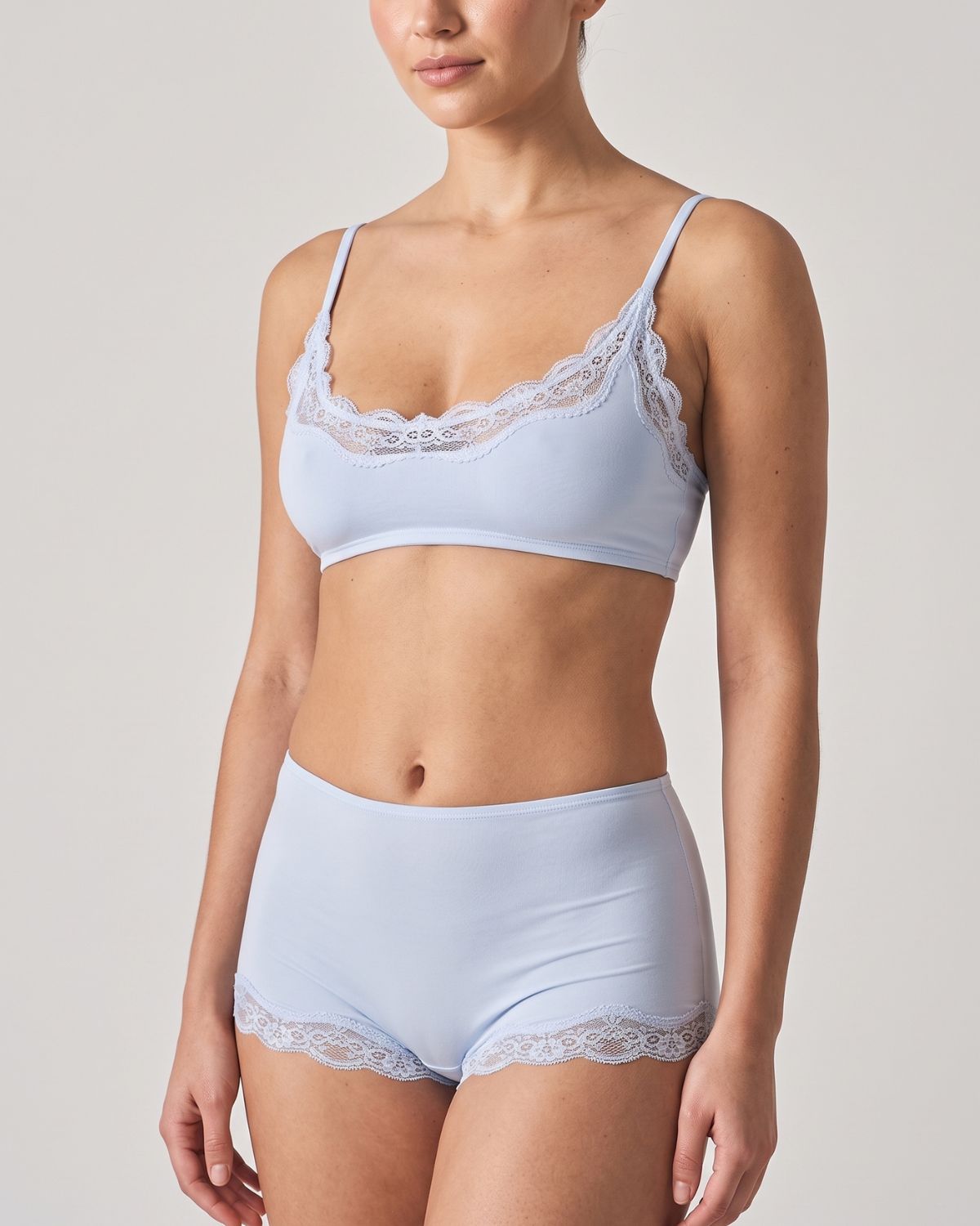 Lace Trim Wirefree Lightweight Underwear Set