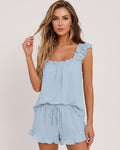 Wooden Ear Square Neck Casual Two-Piece Set