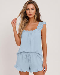 Wooden Ear Square Neck Casual Two-Piece Set