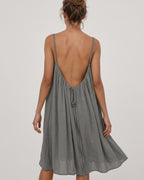 Solid Color Backless Cami Short Dress