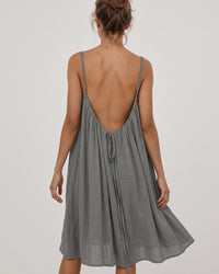 Solid Color Backless Cami Short Dress