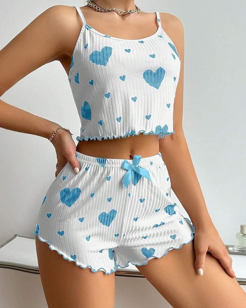 Sweetheart Ribbed Cami & Shorts PJ Set