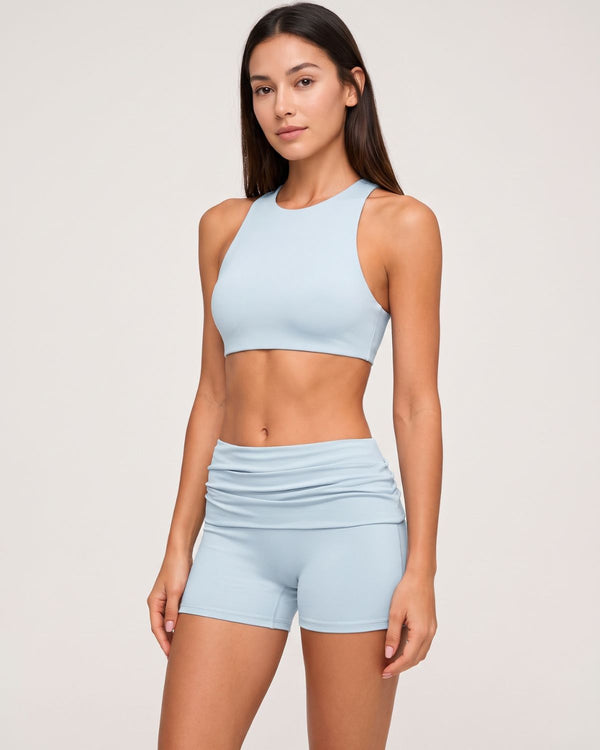 Yoga Top & Fold-Over Shorts Set
