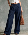 Relaxed Solid Wide-Leg Pants
