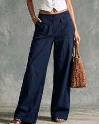 Relaxed Solid Wide-Leg Pants