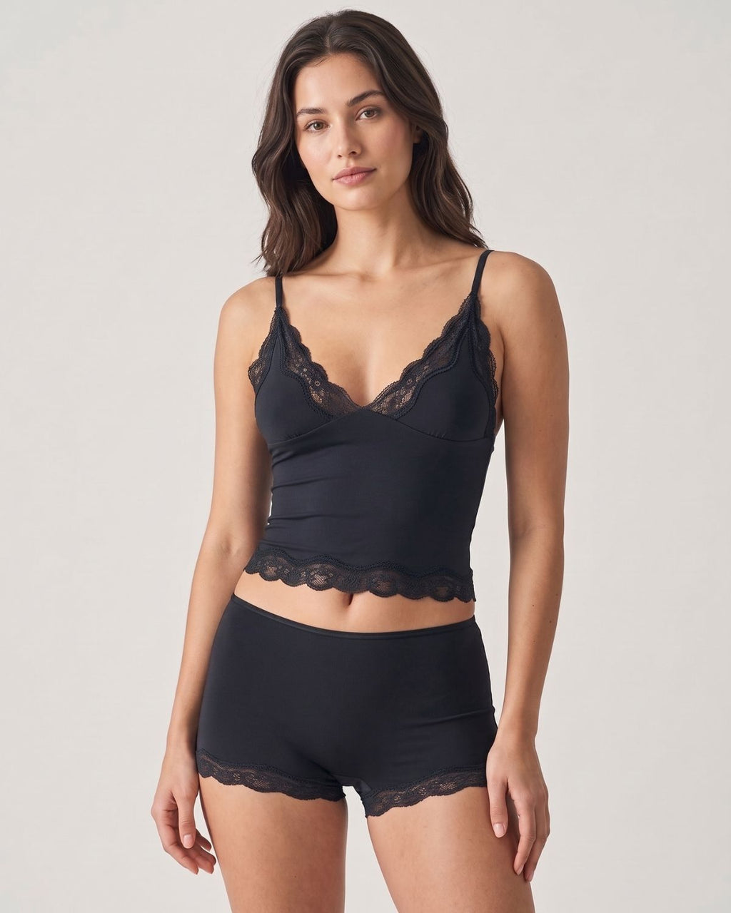 Lace Trim Cami And Short Set