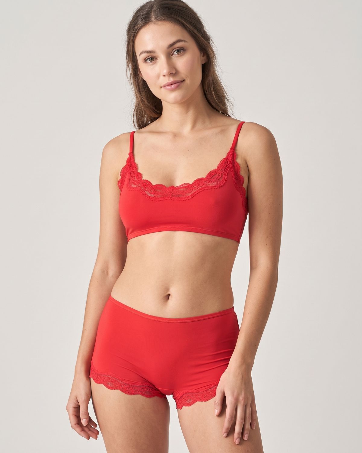 Lace Trim Wirefree Lightweight Underwear Set