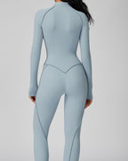 Mock-Neck Half-Zip Workout Bodysuit