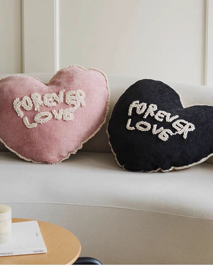 Embroidered Heart Pillow - Nordic-Inspired Decorative Cushion for Sofa & Living Room