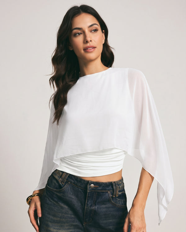 Asymmetrical Batwing Sleeve Blouse