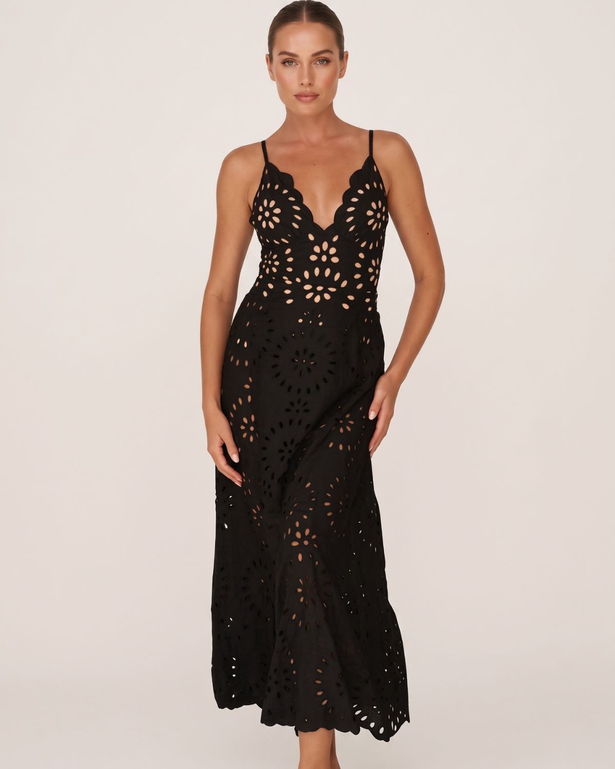 Laser Cut One-Piece Swimsuit & Cover Skirt Set