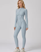 Mock-Neck Half-Zip Workout Bodysuit