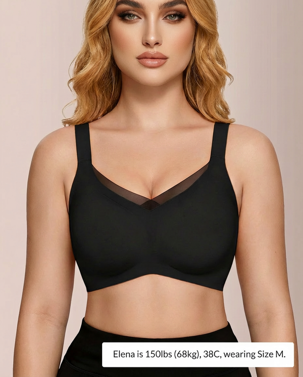 V-Neck Mesh Crossover Bra