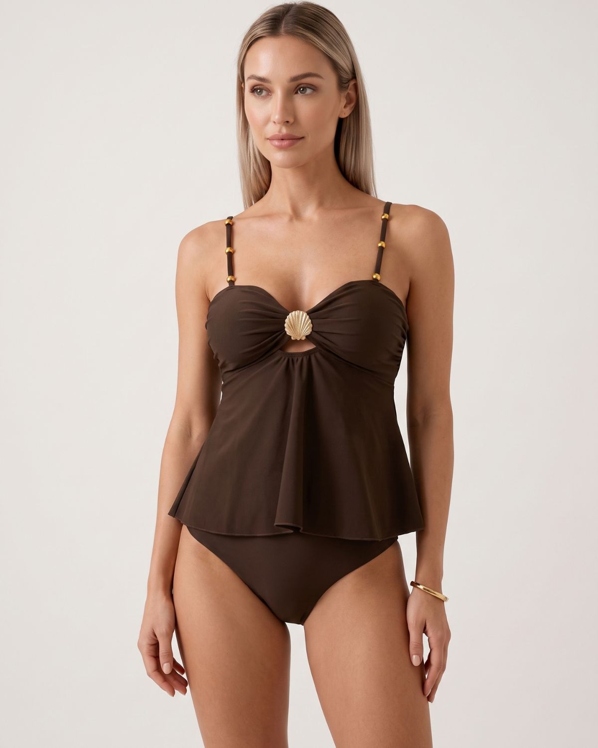 Tummy Control Two Piece Elegant Backless Ruffle Bikini