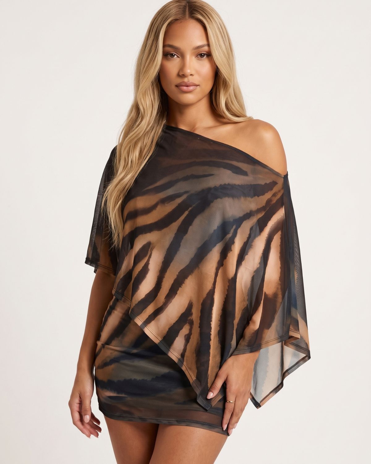 Sheer Asymmetrical Two-Piece Set