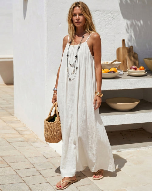 Solid Color Backless Cami Dress
