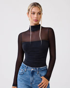 Turtle Neck Long Sleeve Shapewear Bodysuit