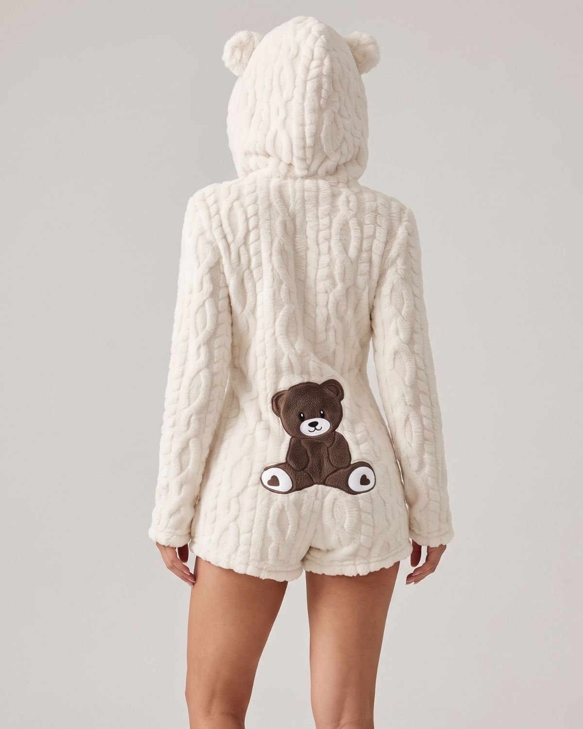 Bear-Ear Plush Hooded Romper