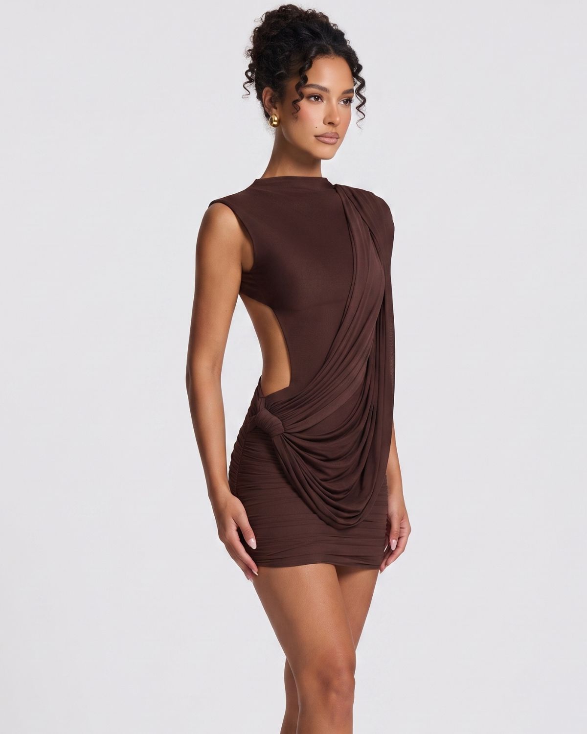 Asymmetric Backless Mini Dress