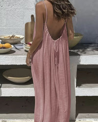Solid Color Backless Cami Dress