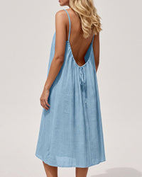 Solid Color Backless Cami Short Dress