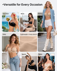 Reggiseno Push-Up Senza Spalline con Chiusura Anteriore