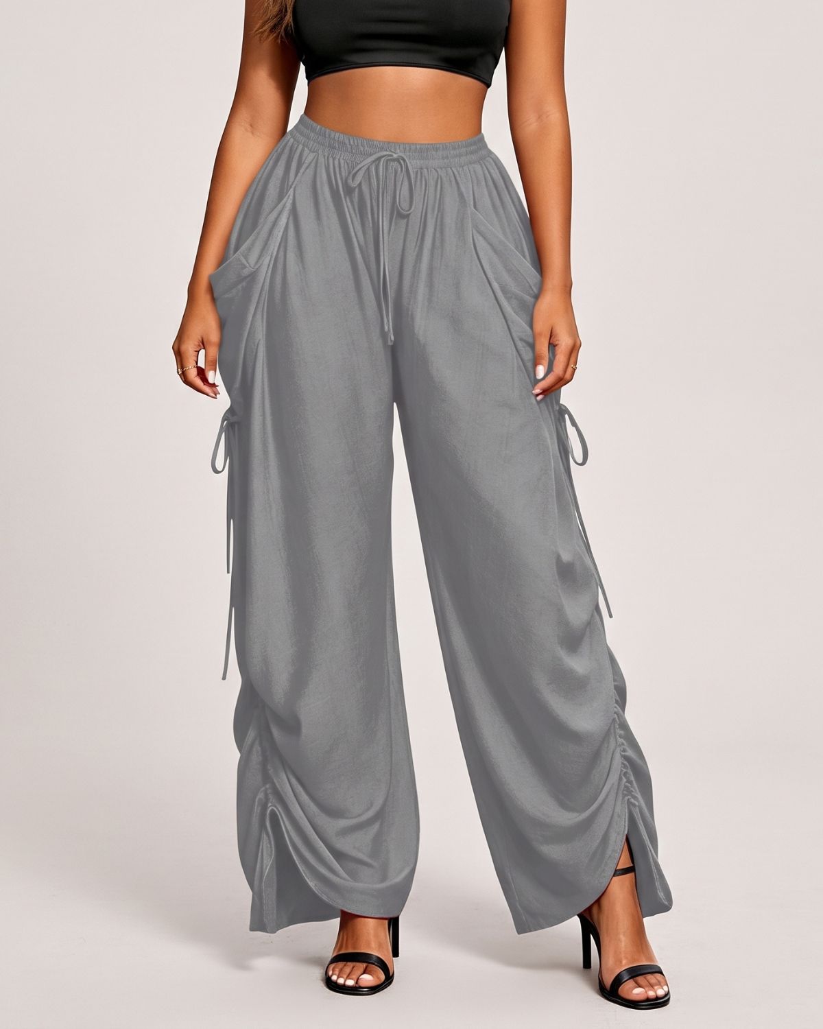 High-Waist Drawstring Harem Pants