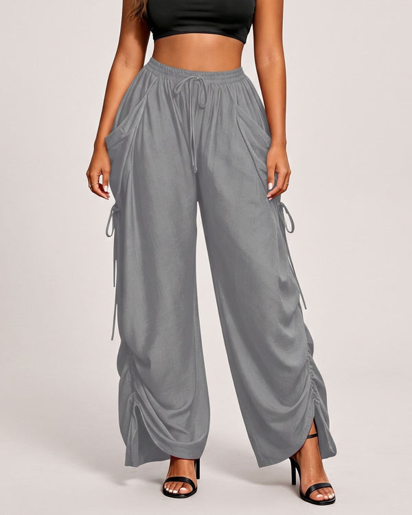 High-Waist Drawstring Harem Pants