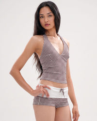 Set bikini a quadretti top e slip