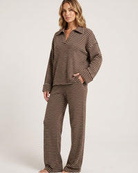 Striped Polo Wide-Leg Lounge Set