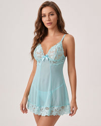Lingerie Sexy Lace Sheer Nightgown